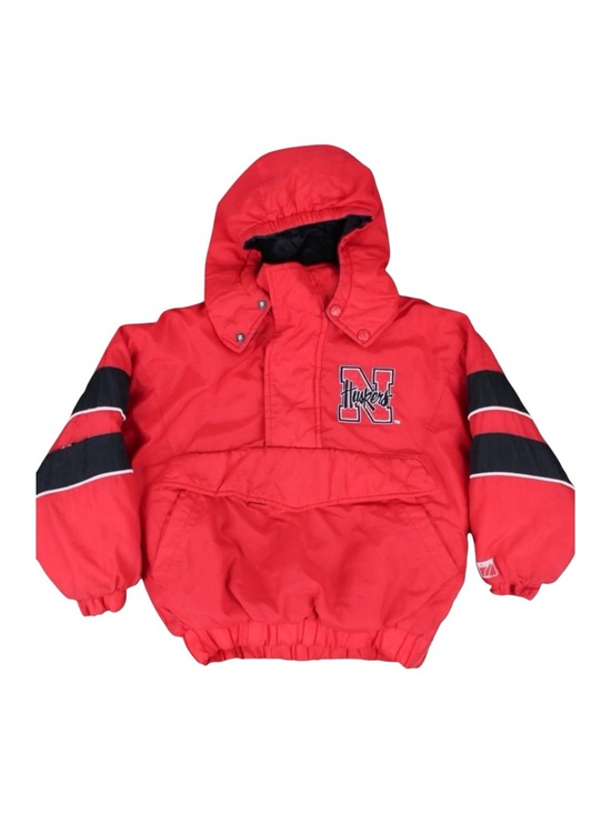 LOGO 7 Other - Vintage Nebraska Huskers Hooded Pullover Puffer Jacket Red Black Youth Small